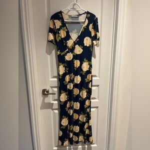 ASOS Navy and Cream Floral Maxi Dress